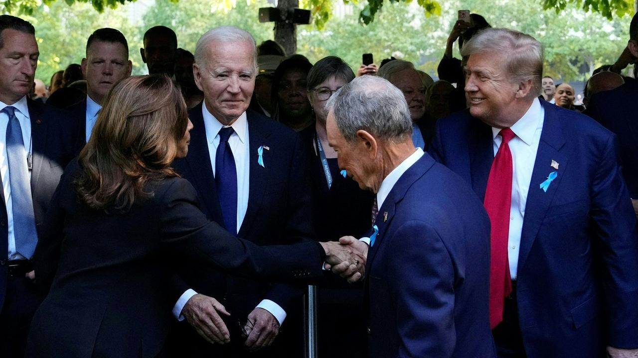 Just hours after debating Kamala Harris and Donald Trump[ shook hands during a remembrance ceremony on the 23rd anniversary of the September 11 terror attack on the World Trade Center at Ground Zero, in New York City on September 11, 2024. (Photo by Adam GRAY / AFP)