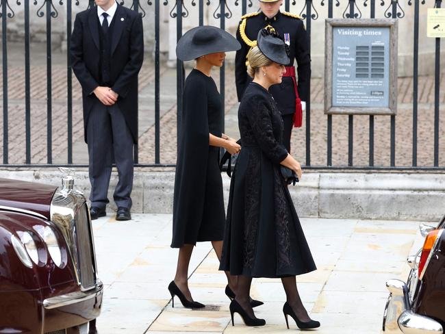 Meghan, Duchess of Sussex walks alongside Sophie, Countess of Wessex. Picture: AFP