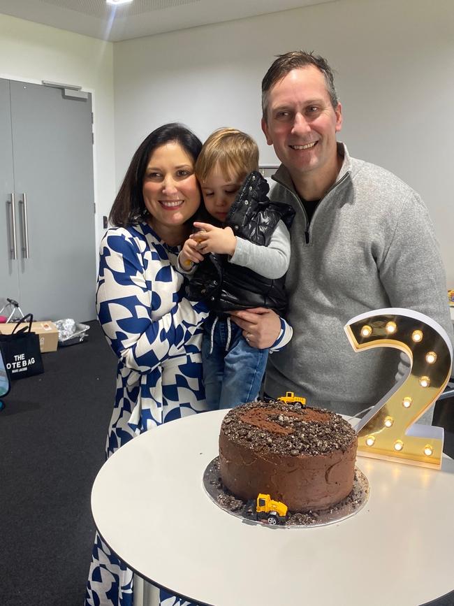 Jade Henschke and husband Tim and baby Patrick. Picture: Supplied