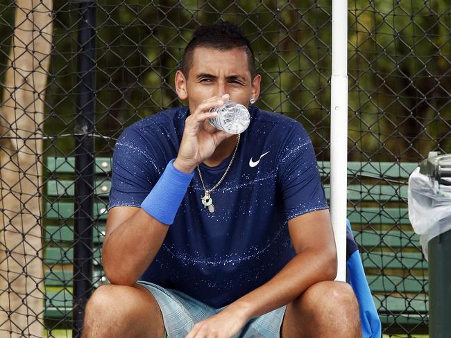 Nick Kyrgios training at Scotch College in the lead-up to the Australian Open.