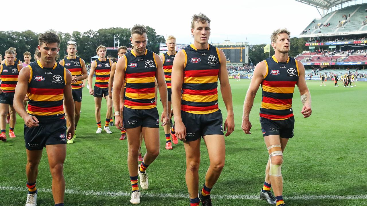 The Crows have been found wanting in their defensive transition so far this season. (Photo by Sarah Reed/AFL Photos via Getty Images)