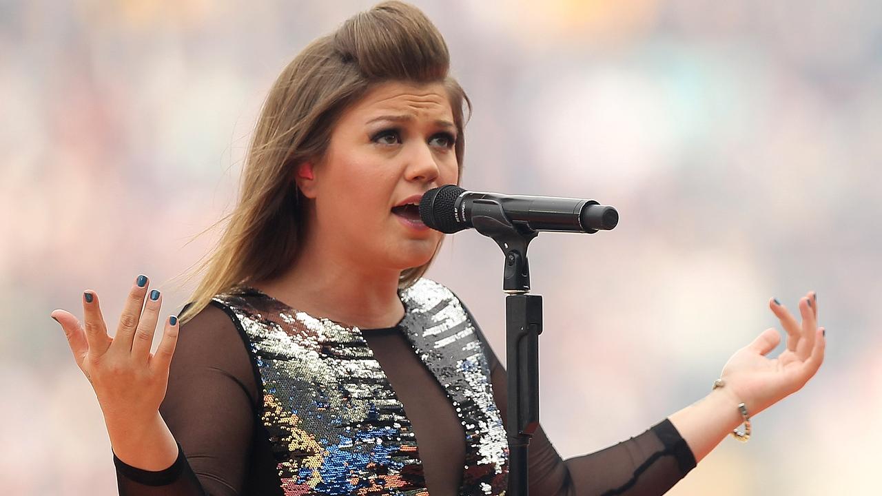 Kelly Clarkson performs before the 2011 NRL Grand Final at ANZ Stadium in 2011 in Sydney. (Photo by Mark Metcalfe/Getty Images)