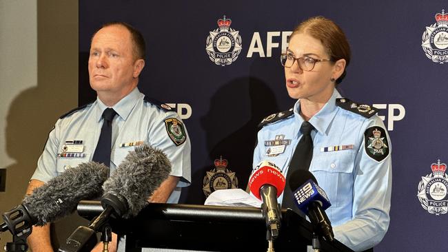 AFP Assistant Commissioner Justine Gough, right, with NSW Police Force Assistant Commissioner Michael Fitzgerald. Picture: Mohammad Alfares