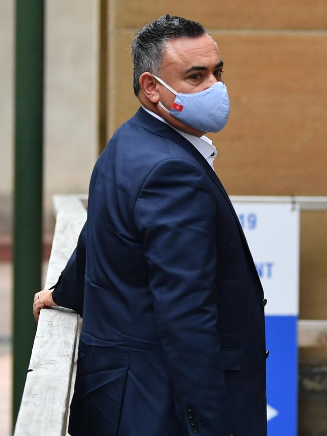 Deputy Premier John Barilaro arrives at the COVID testing site at the Sydney Eye Hospital in Sydney. Picture: NCA NewsWire/Joel Carrett