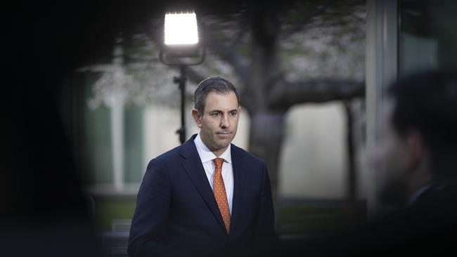 Treasurer Jim Chalmers appearing on morning TV programs the day after the 2022 Budget was handed down, at Parliament House in Canberra. Picture: NCA NewsWire / Gary Ramage