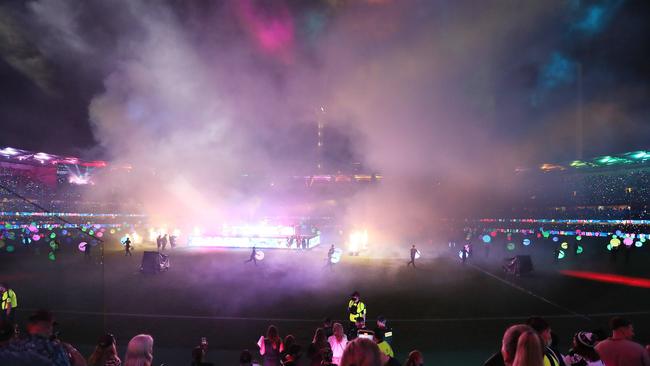 Half time entertainment at the AFL GF. Pic Annette Dew