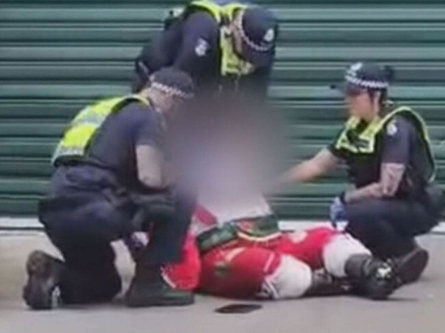 Ho oh no: A man dressed as Father Christmas was arrested at Bunnings. Picture: Nine