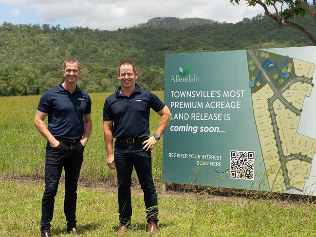 Maidment Group general manager Nick Ryle and Maidment Group Managing Director Glen Maidment at Allendale Estate, where construction was expected to begin in late March. Picture: Supplied.