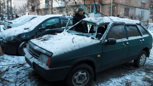 Russian Drone Attacks Damage Buildings in Kyiv