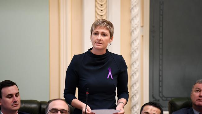 Queensland Shadow Minister for Child Protection Amanda Camm speaks during Question Time at Parliament House in Brisbane. Picture: NCA NewsWire / Dan Peled