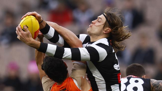 Darcy Moore is the man the holds the Collingwood defence together. Picture: Daniel Pockett/Getty Images