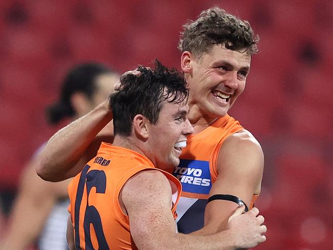 Daniels and Perryman have formed a close bond during their time at GWS. Picture: Phil Hillyard