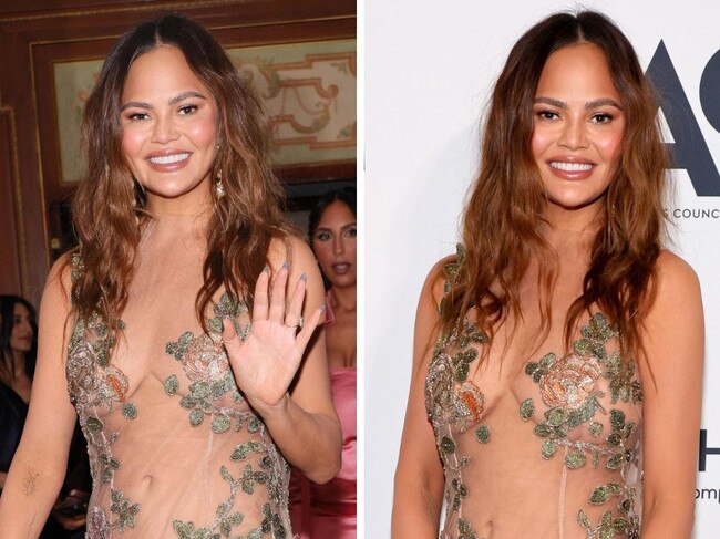 Chrissy Teigen rocks naked dress.