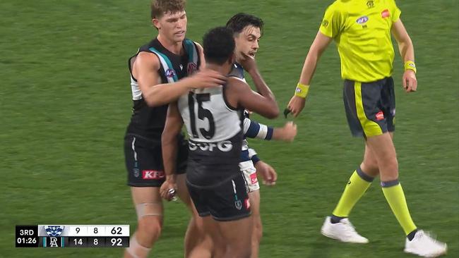 Willie Rioli and Brad Close in 2024. Fox Footy