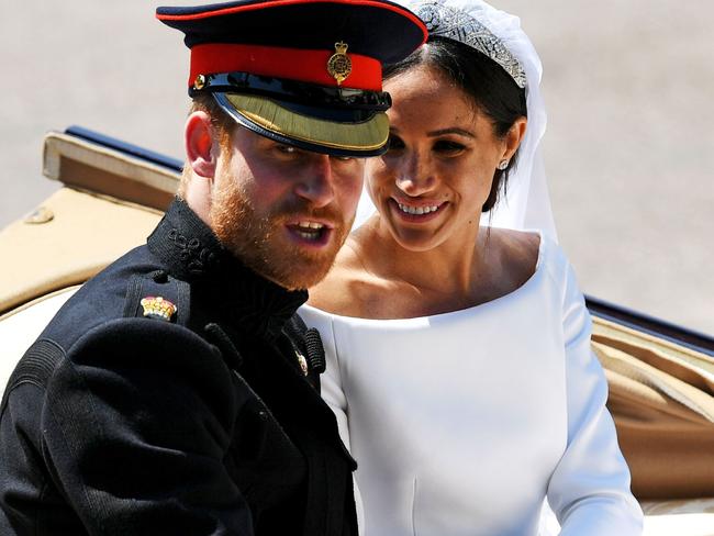 Britain's Prince Harry, Duke of Sussex and his wife Meghan. Picture: AFP PHOTO / POOL / Jeff J Mitchell