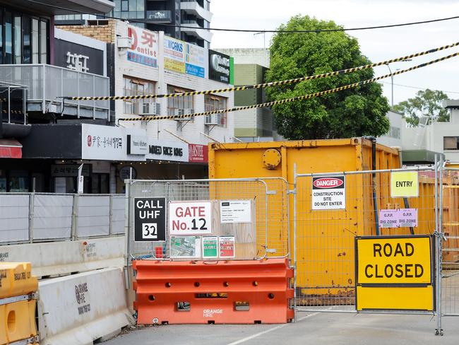 Heavy equipment in Railway Parade North next to Glen Waverley train station as part of the suburban railway loop project. Picture: Ian Currie