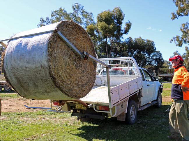 Peter Mills with the hay bale easy loader