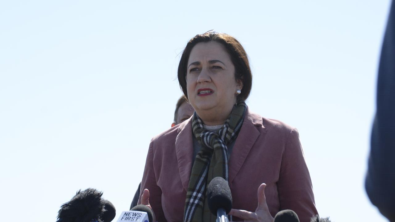 Queensland Premier Annastacia Palaszczuk at the site of a quarantine hub that will be built at Wellcamp Airport in Toowoomba.