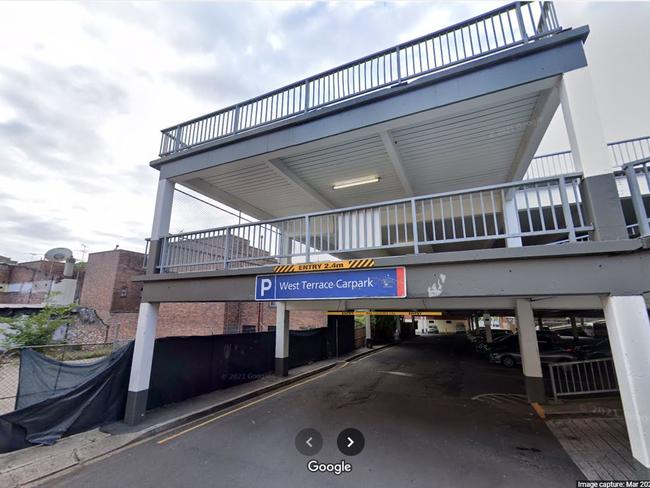 View of West Terrace Parking, a multistorey free parking lot, located at 5-7 West Terrace, Bankstown. Picture: Google Maps