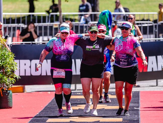 Competitors in the Ironman 70.3 Tasmania in Hobart Picture: Linda Higginson