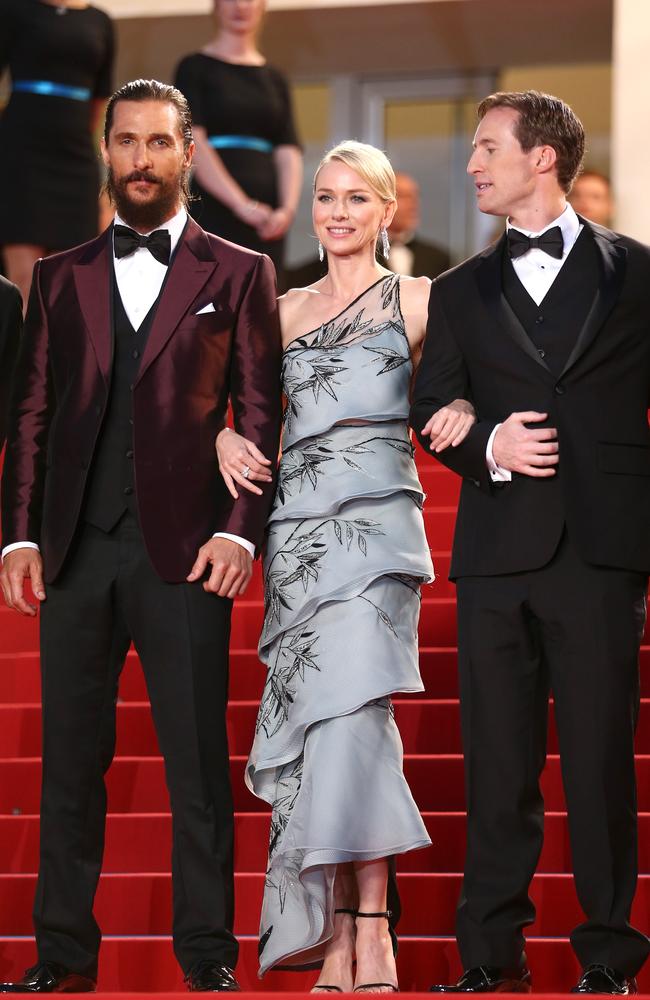 (From L to R) Chris Sparling, Naomi Watts, Matthew McConaughey attend the Premiere of "The Sea Of Trees".