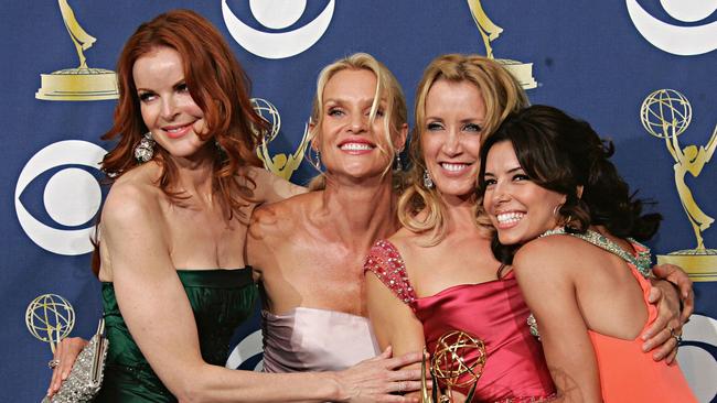 With her Desperate Housewives co-stars Marcia Cross, Nicollette Sheridan and Felicity Huffman at the 2005 Emmy Awards in LA. (Picture: Supplied)