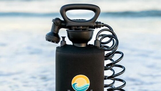 Weighs 10.25kg when full: the Beach Soul portable shower.