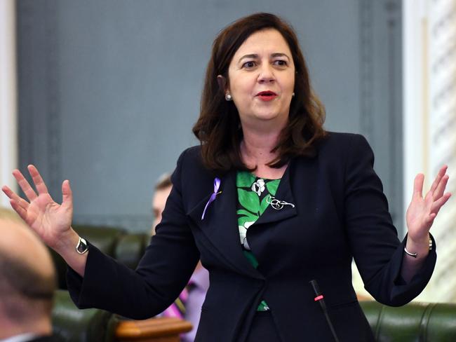 Premier Annastacia Palaszczuk addresses Parliament on the abortion Bill. Picture: Dan Peled/AAP