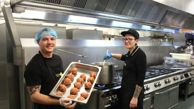 Jarryn Evans and The Village Caterer chef Chantell Young.