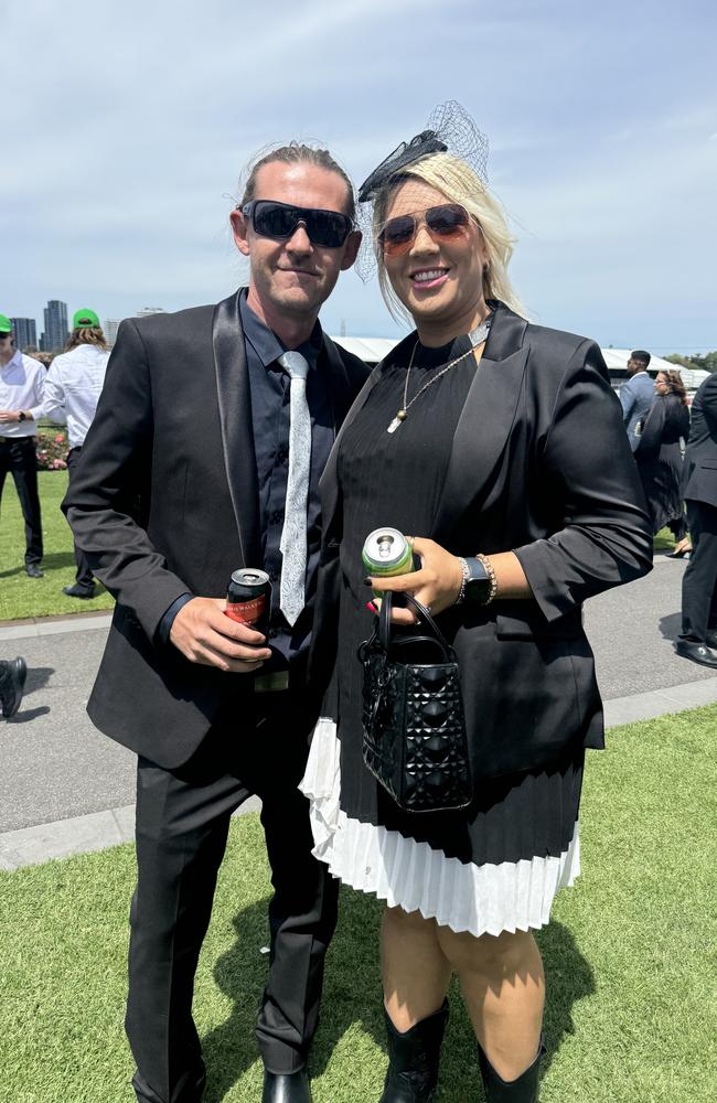 James Stevens and Amanda McKinley at Flemington for Derby Day on November 2, 2024. Picture: Phillippa Butt