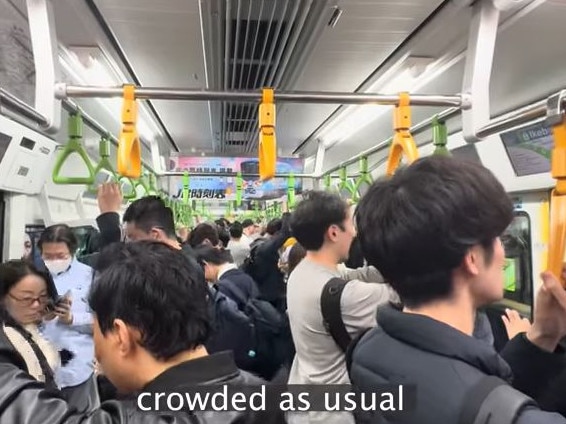 Commuters on the train home. Picture: YouTube