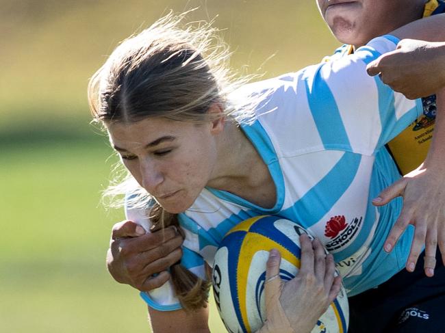 06/07/23. News Local. Sport.Merrylands, Sydney, NSW, Australia.2023 Australian Schools Rugby Championship at Eric Tweedale Stadium, Merrylands.Action from the girls open game between NSW 2 v ACTNSW Amelia WhitakerPicture: Julian Andrews