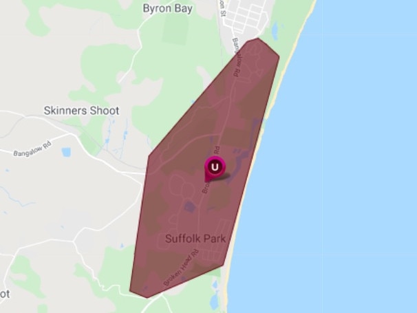 More than 2400 properties have lost power in the Suffolk Park area.