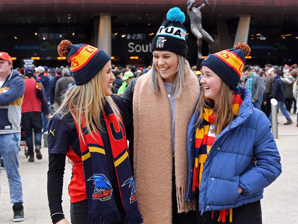 Mikailia Lipinski, 17, Airlie Mackintosh, 19, and Gabrielle Lipinski, 14, all of Victor Harbor. Picture: Tom Huntley