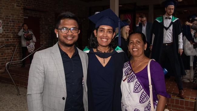 03-10-2023 Deakin University education graduations at the waterfront campus. Nadun Sumathipala, Chaya Ranathunga and Anoma Dassanayake
