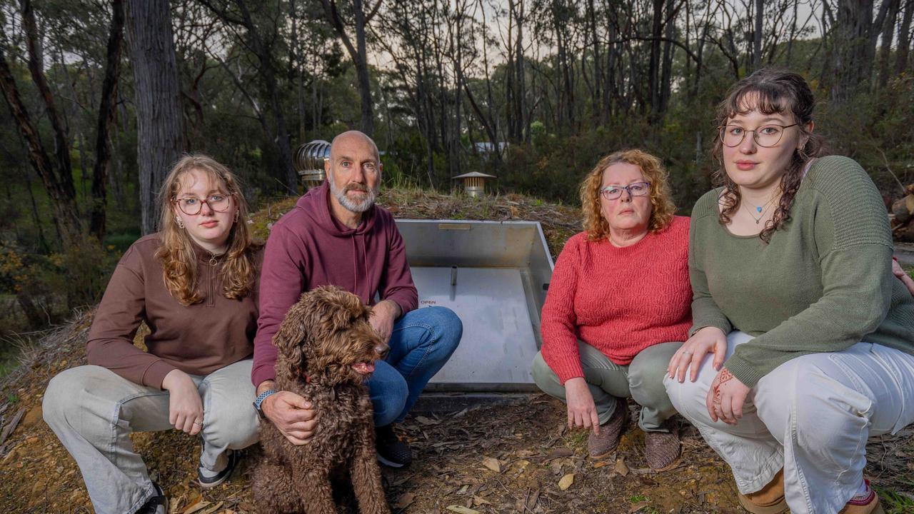 Daniel Katz with partner Jody Roberts, and daughters Mya (left) and Karni (right). Picture: Ben Clark