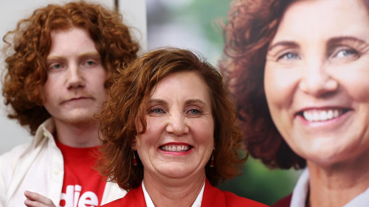 Labor candidate Jodie Belyea was all smiles following the 2024 Dunkley by-election, celebrating her win at the Frankston Bowls Club. Picture: Mark Stewart