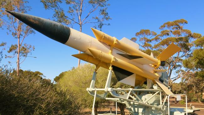 Missiles and rockets are on display at Woomera Village – silent memorials to the town's significant role in Australia's space race program. Picture: File