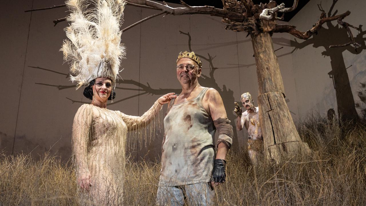 Russian soprano Venera Gimadieva, British-Ukranian bass-baritone Pavlo Hunka, and Australian actor Matt Whittet in The Golden Cockerel. Picture: Andrew Beveridge