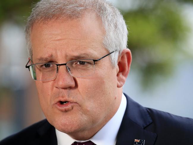 Australian Prime Minister Scott Morrison addresses the media during a press conference at Kirribilli House on July 09, 2021 in Sydney.Picture: Christian Gilles