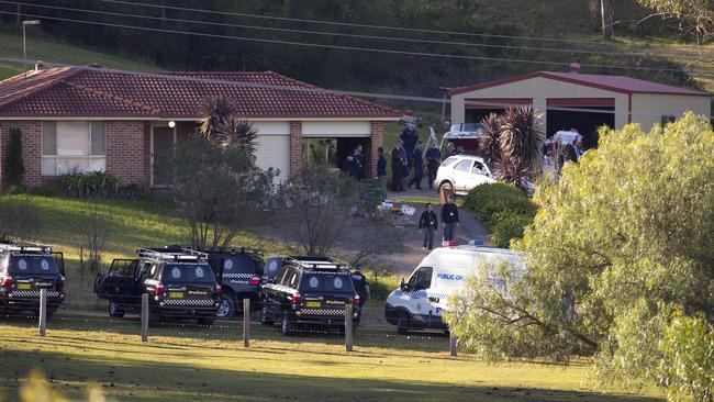 Police at the Sydney property of Leonard Warwick in 2015.