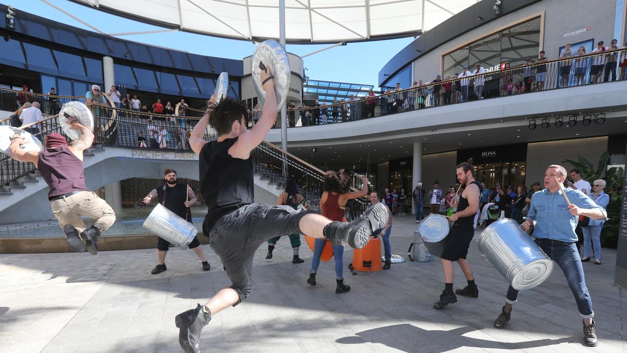 The central areas of the Gold Coast’s Pacific Fair shopping centre is great for drumming but not for way-finding. Picture: Mike Batterham