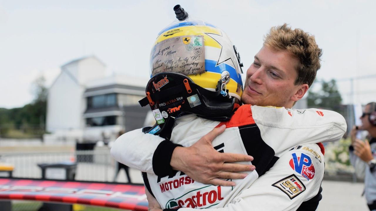 Campbell’s helmet pays tribute to the people who backed his career. Photo: Supplied