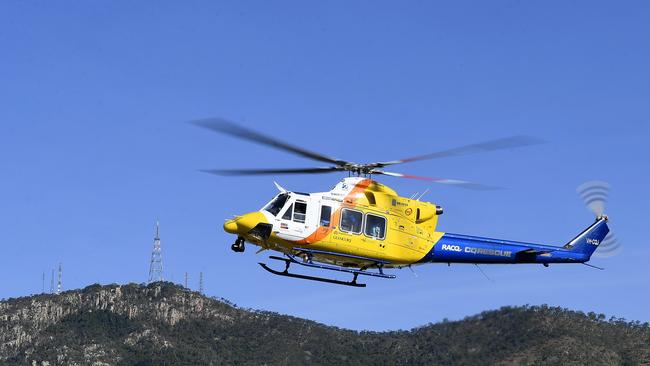 A helicopter was called after two were reported trapped in a rollover on the Bruce Hwy. Picture: RACQ CQ Rescue