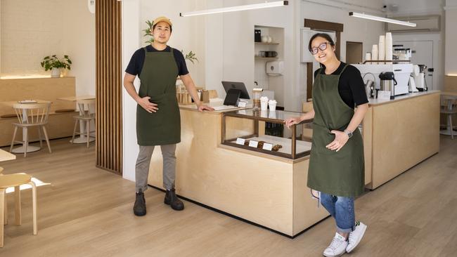 Erda’s owners Mick Lairatana, left, and Min Ratthanakun in their new Harrington St cafe. Picture: Caroline Tan