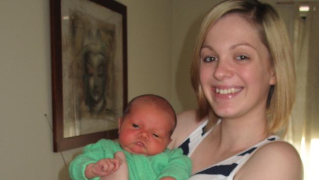 Maddison Murphy-West with her son, Noah, when he was a baby.