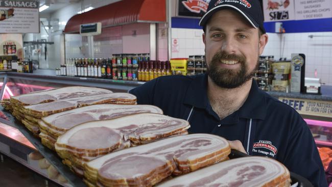 Grays Modern Meats owner Michael Needham with the business' award winning bacon. The business won the title of Australia's best bacon at the 2024 Australian Charcuterie Excellence Awards.