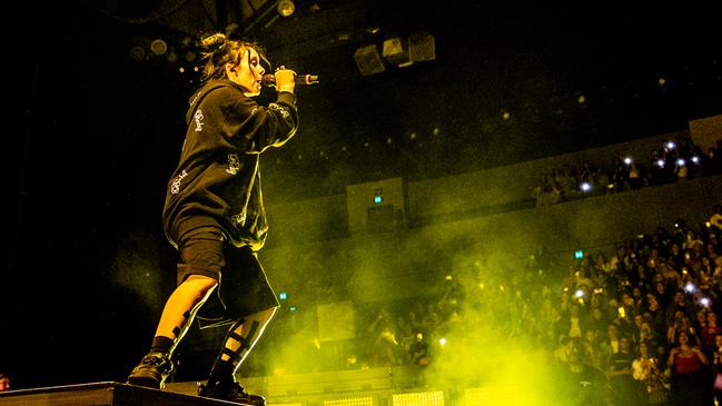 American singer Billie Eilish on stage at Margaret Court Arena May 5. Pic Jaz Meadows