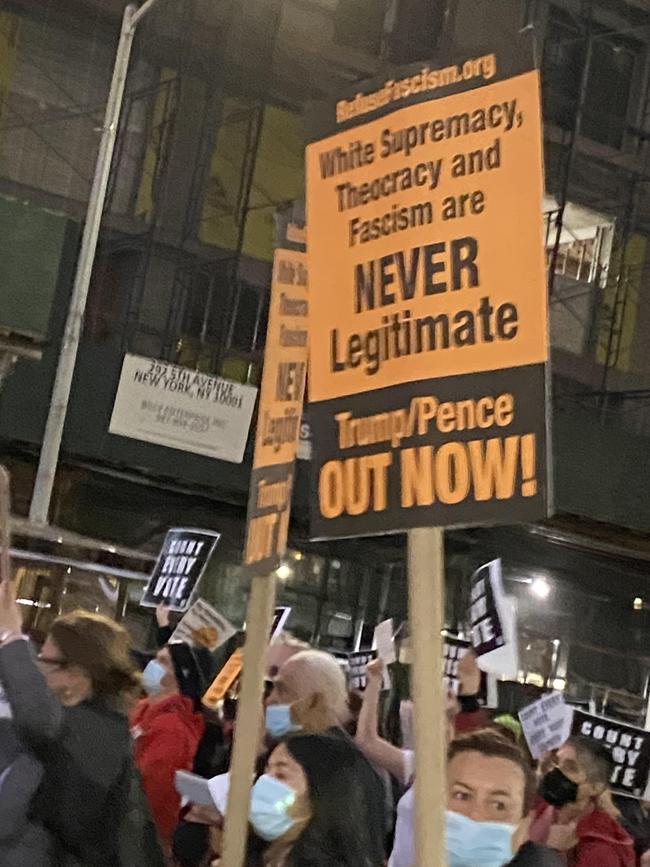 Demonstrators in New York. Picture: James Morrow