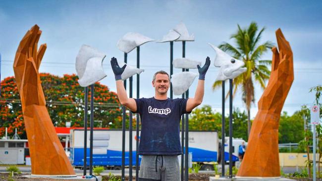 IT WAS THIS BIG: Sculptor Chris Vassallo from Lump Sculpture has spent months working on the new installation in Benaraby. Picture: Mike Richards GLA280617FRNT